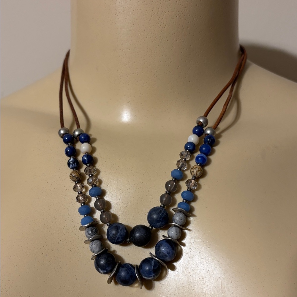 Blue and Brown Beaded Necklace
